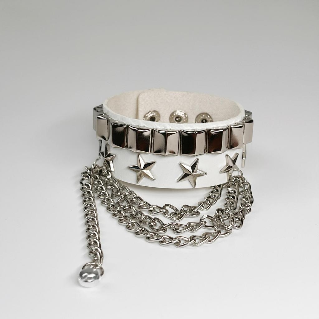 European & American Multi-layer Leather Skull Rivet Punk Bracelet