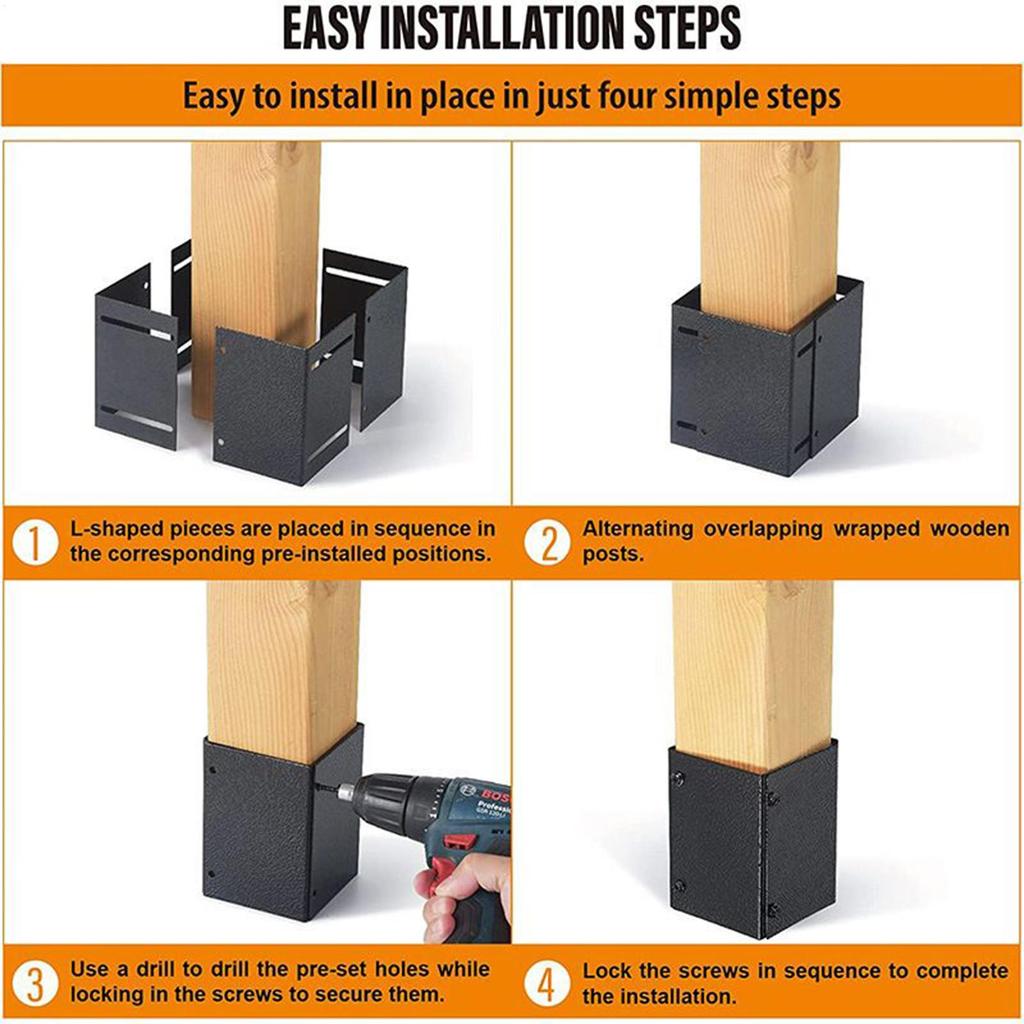Mailbox Base Protector Deck Bracket Replacement Metal Cover Heavy Duty Leveling Feet Sturdy Deck Post Cover For Fence
