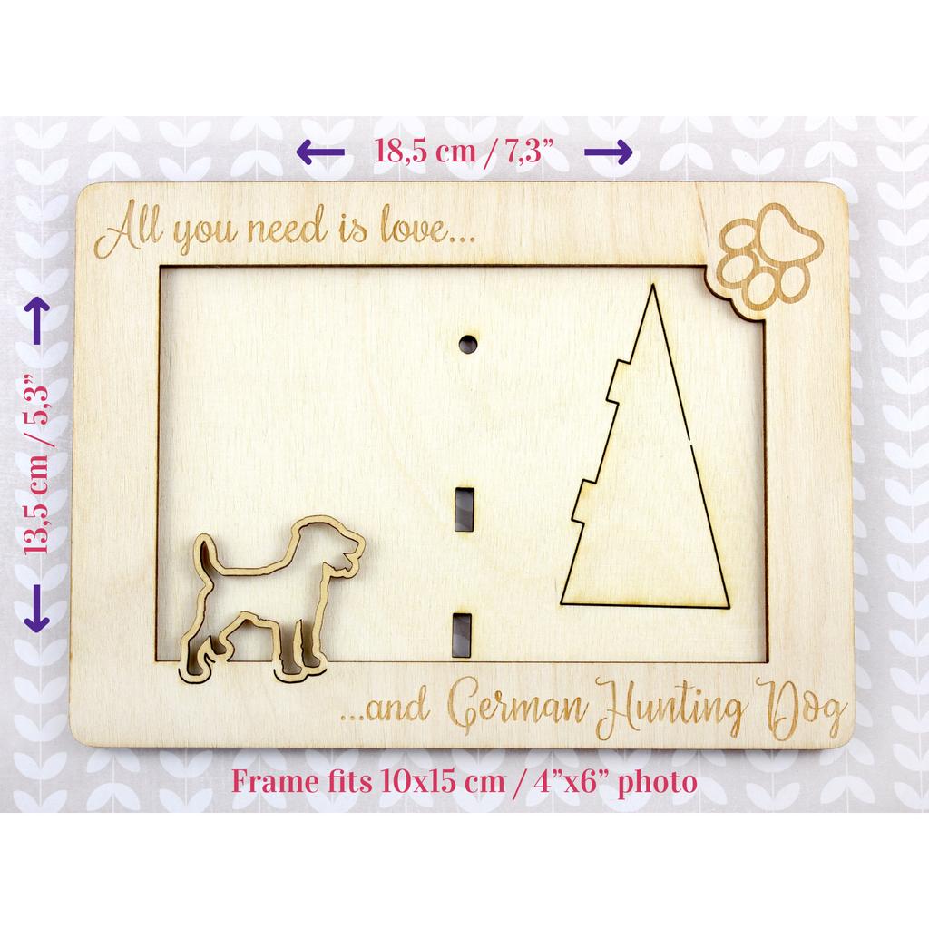 Deutscher Jagdterrier - Photo frame, engraved wooden frame, a lovely gadget for the dog lover by Art-Dog