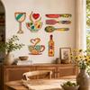 7/8 Pcs Rustic Distressed Floral Coffee Element Wall Plaques Coffee Wall Sticker Hangings  Kitchen