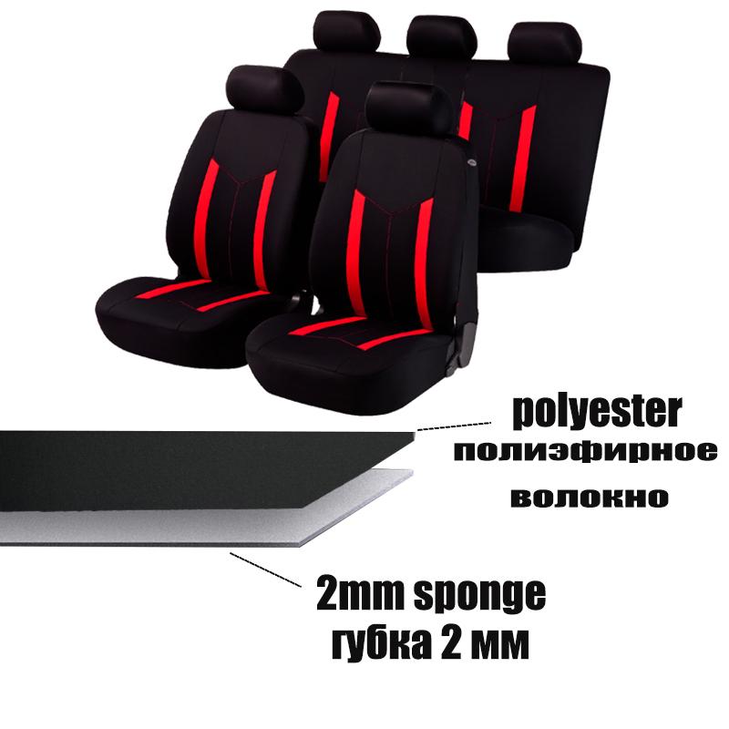 AUTO PLUS Sporty Car Seat Covers Polyester Fabric Full Set Universal Size Seat Covers Fit For SUV Truck Van Accessories Interior