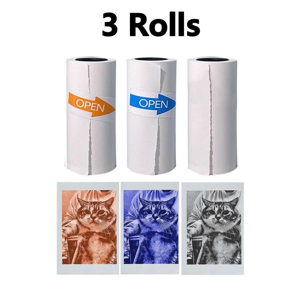 Fargeutskrift Termisk Skriver- Print Pods Mini Skriver, Termisk Utskriftsmaskin Fotomaker med Ruller Fargepapir, for Memo, Bilder