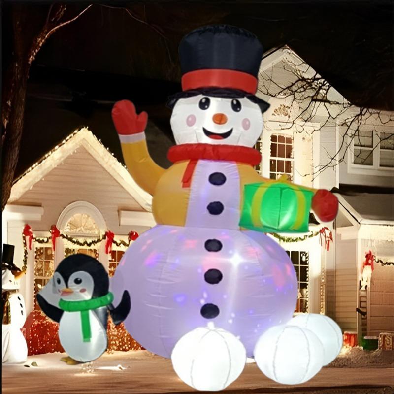 Inflatable Toy Penguin Snowball Snowman Christmas Inflatable Model Luminous Inflatable Model Christmas Atmosphere Decor Model
