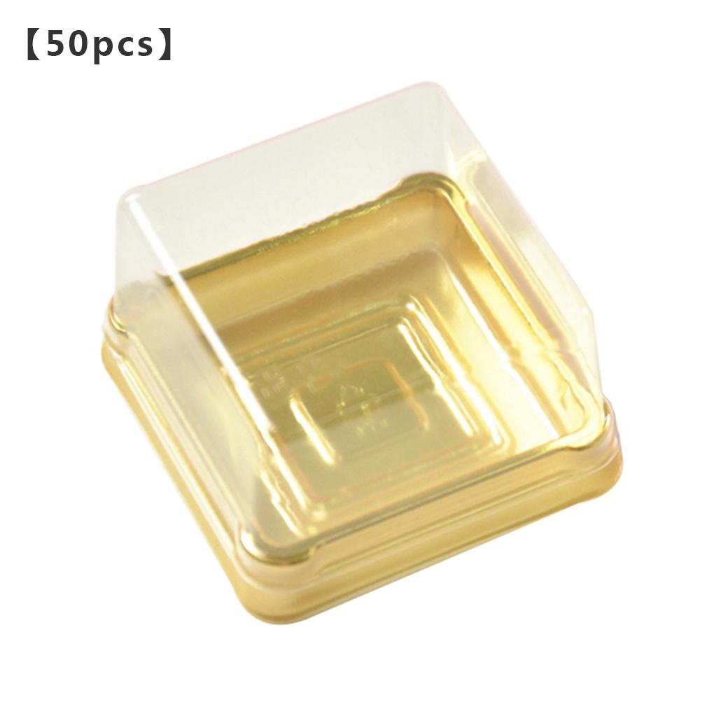 50Pcs Moon Cakes Packing Box Round Square Transparent Plastic Muffins Cookies Cake Container Cups Black/gold