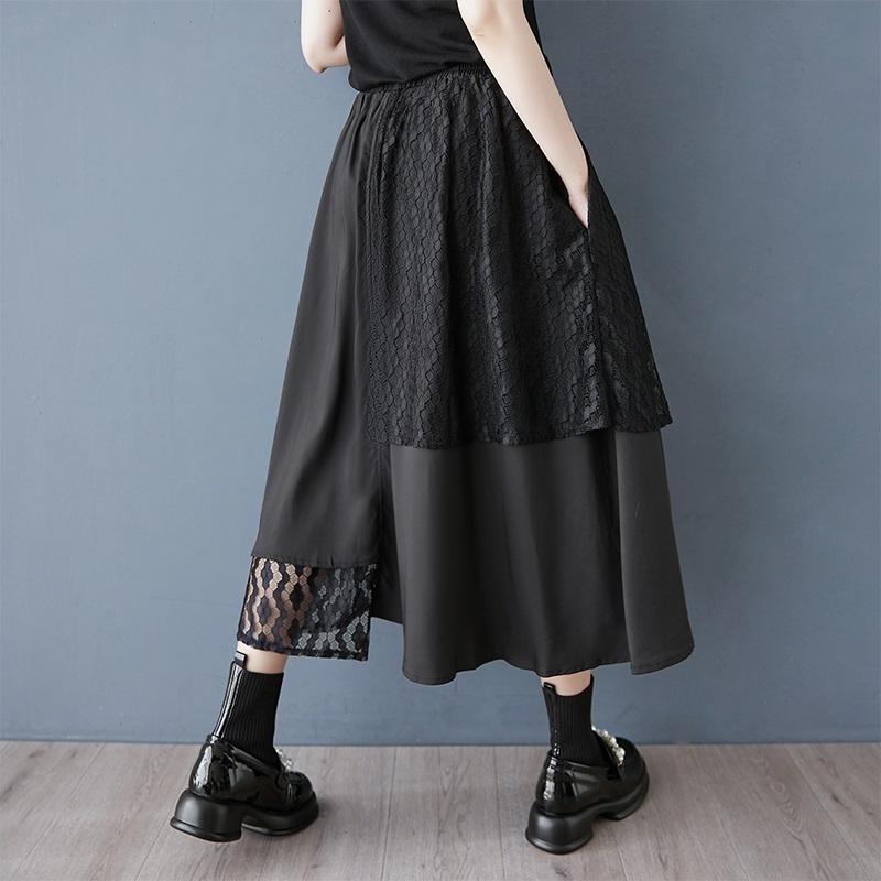 Black Plus Size High Waist Vintage Spring Summer Casual Loose Long for Woman Skirts Womens Skirt