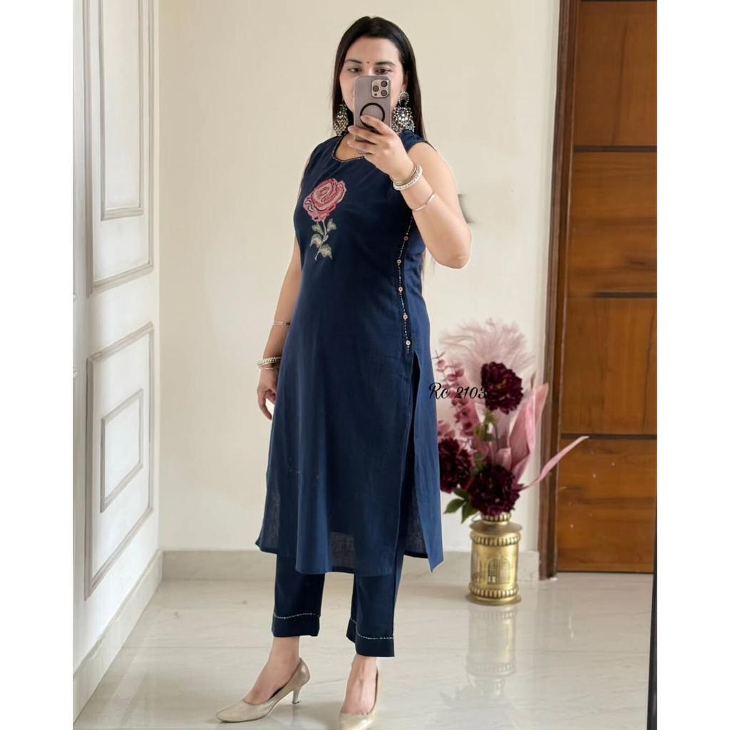 Indian Designer Top Tunic Kurta Pant Set Pakistani Party Wear Sleeveless Kurti SC-2267