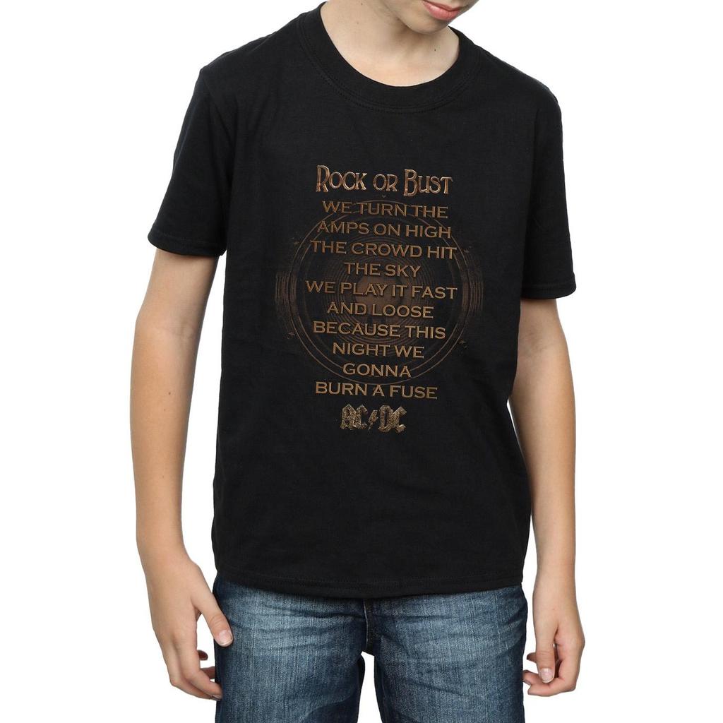 AC/DC Chłopięcy T-shirt z tekstami piosenek Rock Or Bust