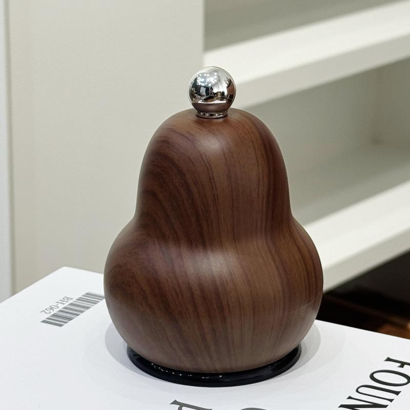 

Creative Pear Shaped Toothpick Box, Wood Grain, Light Luxury Dental Floss Storage Box, Gourd Cotton Swab Holder срібний