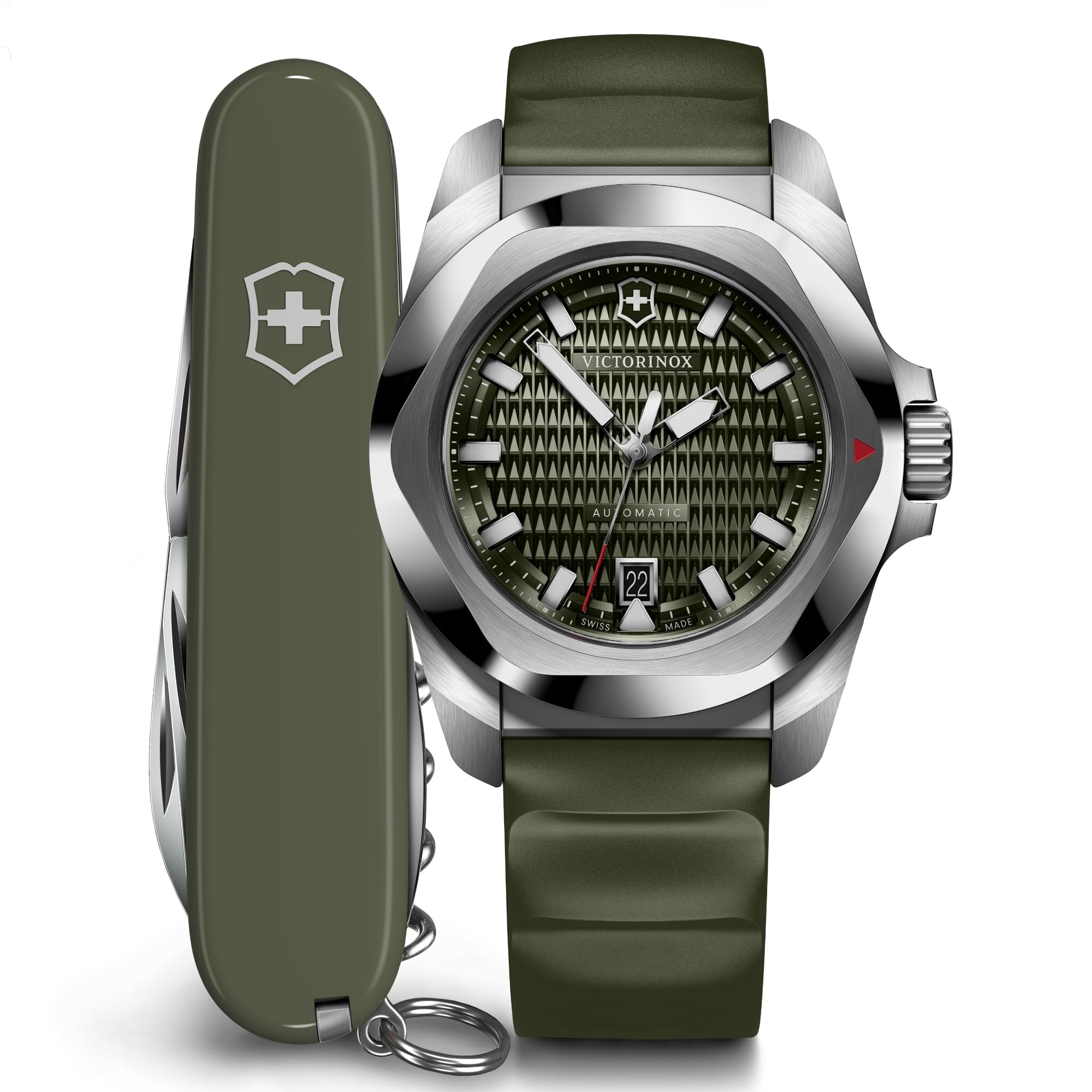 

VICTORINOX Автоматичний годинник Аналоговий Водонепроникний Автоматичний підзавод Зелений циферблат Зелений гумовий ремінець Корпус з нержавіючої сталі Набір мультиінструментів Заміна ремінця 5