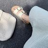 ~ Retro double buckle belt outer wear thick bottom heightening beach slippers summer outer wear women