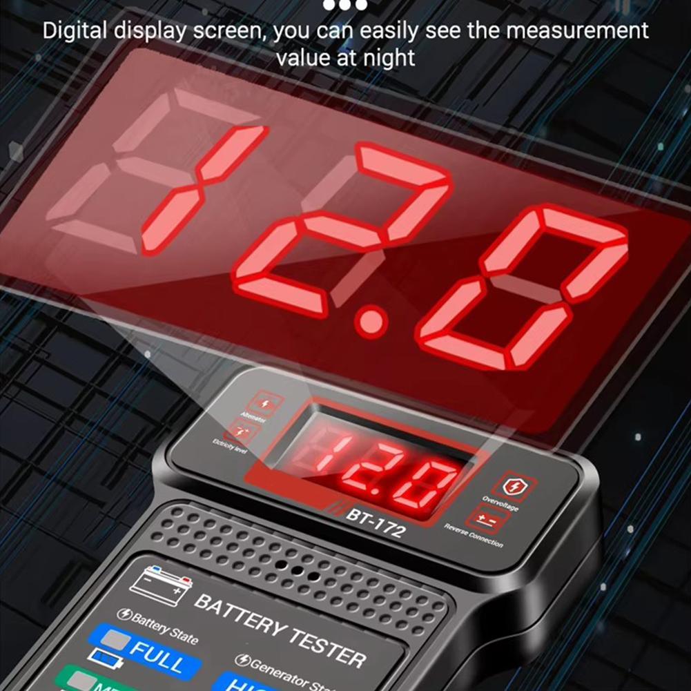 Car Battery Tester ANENG BT-172 12V Status Indicator Charge System Analyzer Voltage Meter Digital Display Alligator Clips Tool