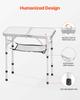 VEVOR Folding Camping Table, Adjustable Height Portable Side Tables, Aluminum MDF Beach Table with Mesh Layer, Carrying Handle