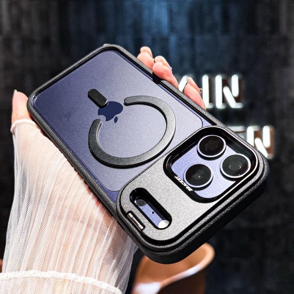 Glass Protection Lens Holder Magnetic Clear Case For For Iphone 17 16 1 14 13 Pro Max Flod Bracket For Leather Bumper Cover
