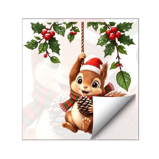 Decorative Socket Decal Christmas Squirrel Switch Sticker, Wall for Light And Cute Holiday Art Panels, Removable PVC Festive Bedroom Living Room Home