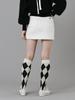 Do You Know Mc Cotton Spandex Flap Detail Straight Line Bright Ivory Skirt