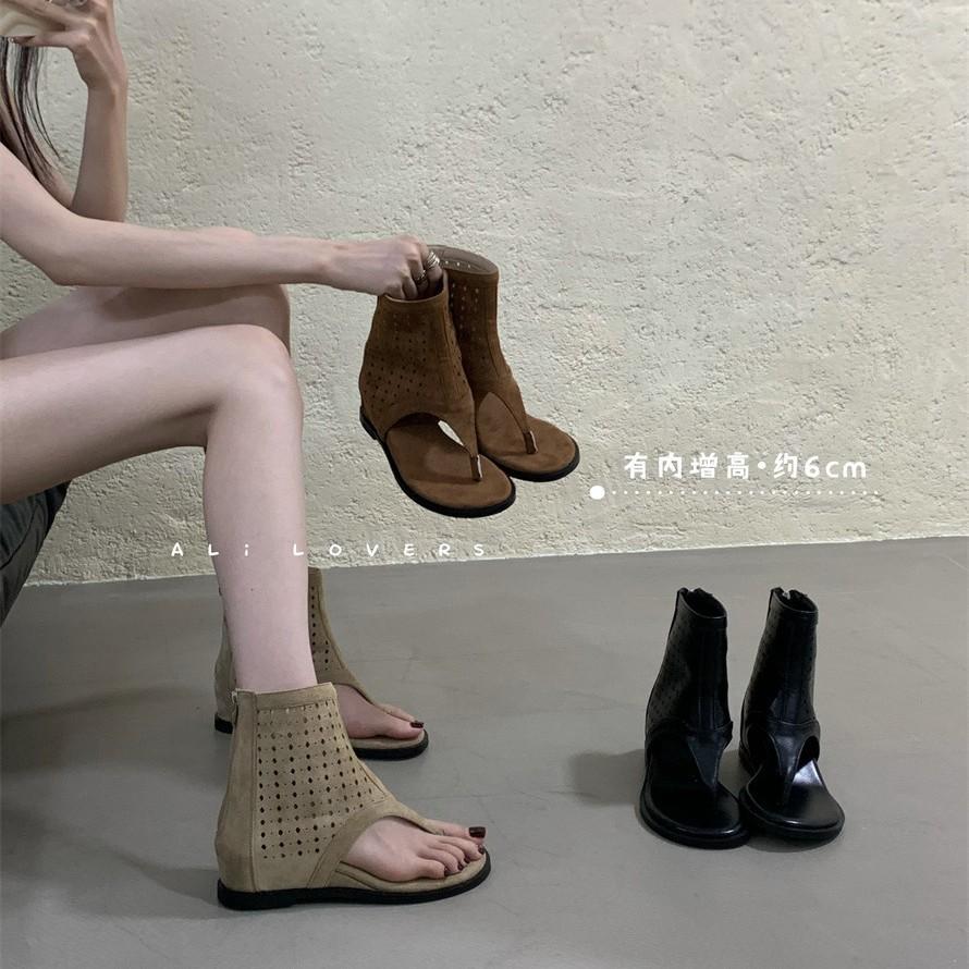 British Style Versatile Maillard Boots 2025 Summer New Popular Hollow Breathable Flat Bottom Hole Cool Boots Short Boots
