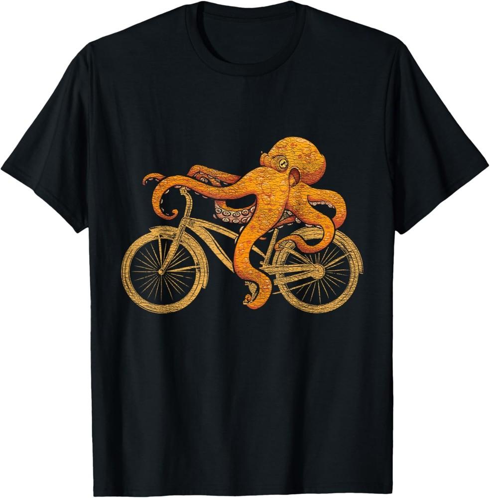 Octopus Riding Bicycle Octopus T-Shirt Unisex T-Shirt XXXL