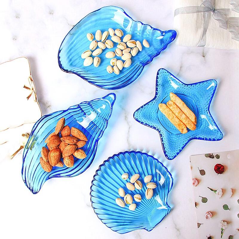 Creative Gold-Rimmed Conch Glass Salad Bowl Set