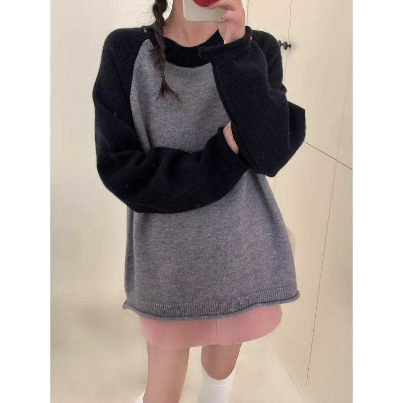 

Осень и зима новый повседневный универсальный рукав-фонарик со свитером женский свободный универсальный цветной трикотажный свитер с круглым вырезом one size fits all чёрный