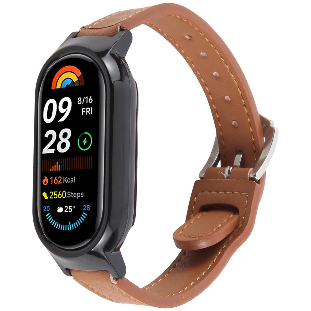 For Xiaomi Smart Band 8 PC Watch Case Integrated Ultra Fiber Leather Quick Release Watch Strap