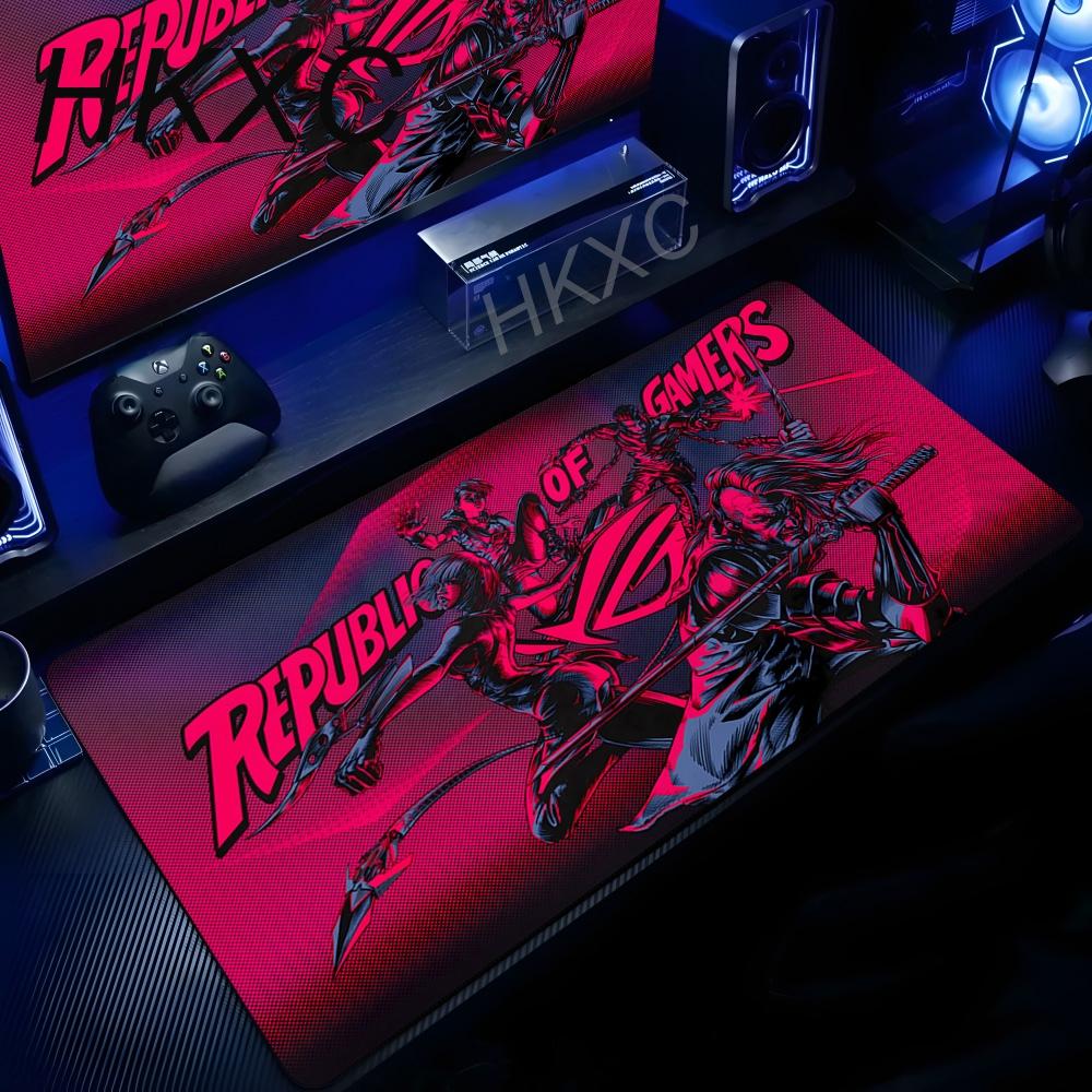 XXL Grande Gaming Gamer Genial Negro Asus Rog Alfombrilla de Ratón Teclado Antideslizante Borde Cosido Alfombrillas de Ratón Mat para Portátil Tablet Mini PC Alfombra de Juego