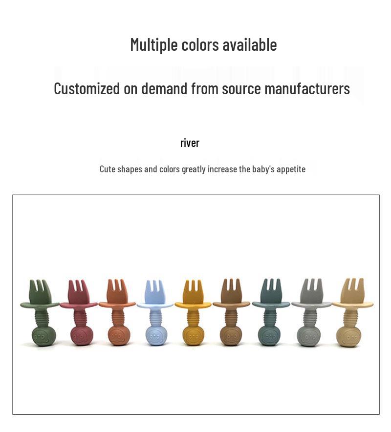 Мультяшний ведмедик Силіконовий набір виделки та ложки для тренування їжі дітей