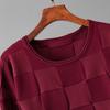 Wool Suit Autumn Checkered Crew Neck Top + Casual Sports Wide-leg Pants Two-piece Set for Women