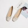 Flat single shoes women's shallow mouth square head bow simple and versatile casual and comfortable Doudou shoes women