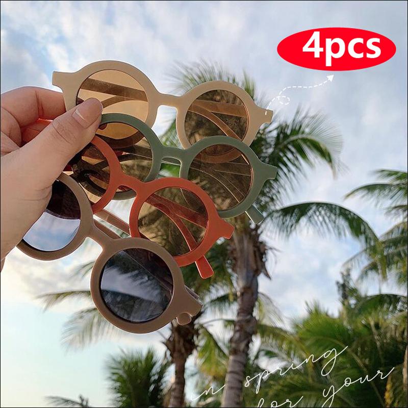 

4pcs Round Fashion Cute Children s Sunglasses Parent Child Frosted Sun Glasses Solid Color Candy Colors Glasses Baby Eyeglasses show as picture