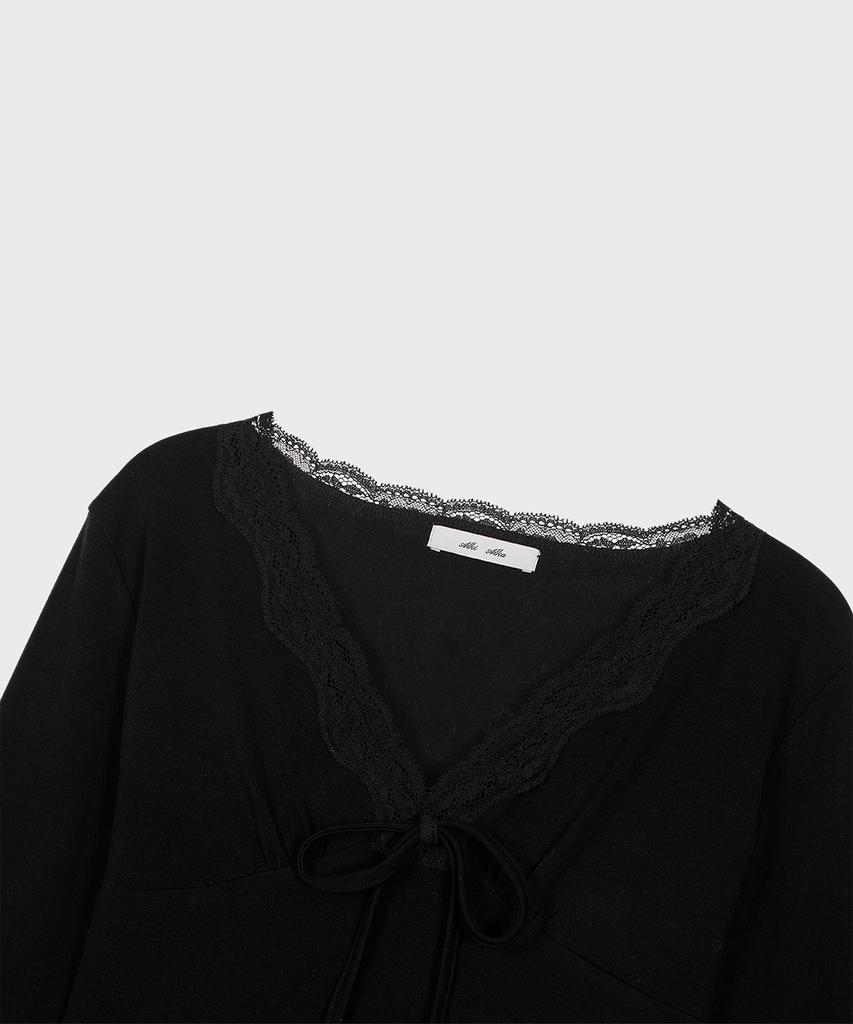 Alkialka Lace Trim Long Sleeve (Black)