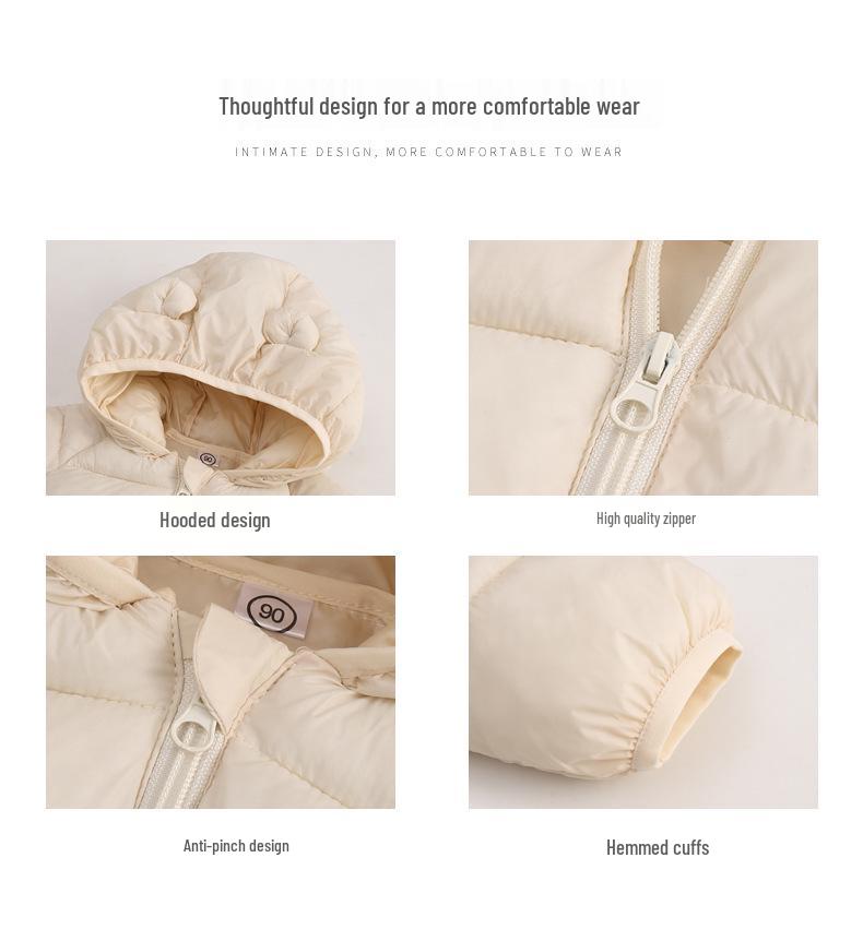 Autumn Winter Kids' Hooded Cotton Jacket - Lightweight, Korean Style, Warm Outerwear for Toddlers and Babies