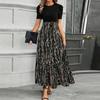 Women's Floral Print High Waist Fashionable And Elegant Dress