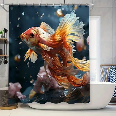 Golden Fish Shower Curtain Large Size Waterproof Bathroom Decor Printing For Home Decoration