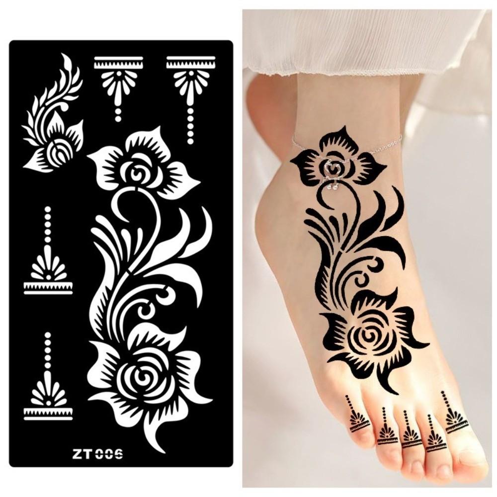 Floral India Temporary Tattoo Ethnic Style Black Tattoo Decals Flower Tattoo Stickers Gifts