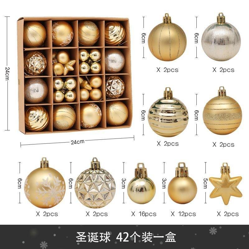 Christmas Baubles Set Tree Decoration Holiday Hanging Ornaments 42/44pcs PVC Balls