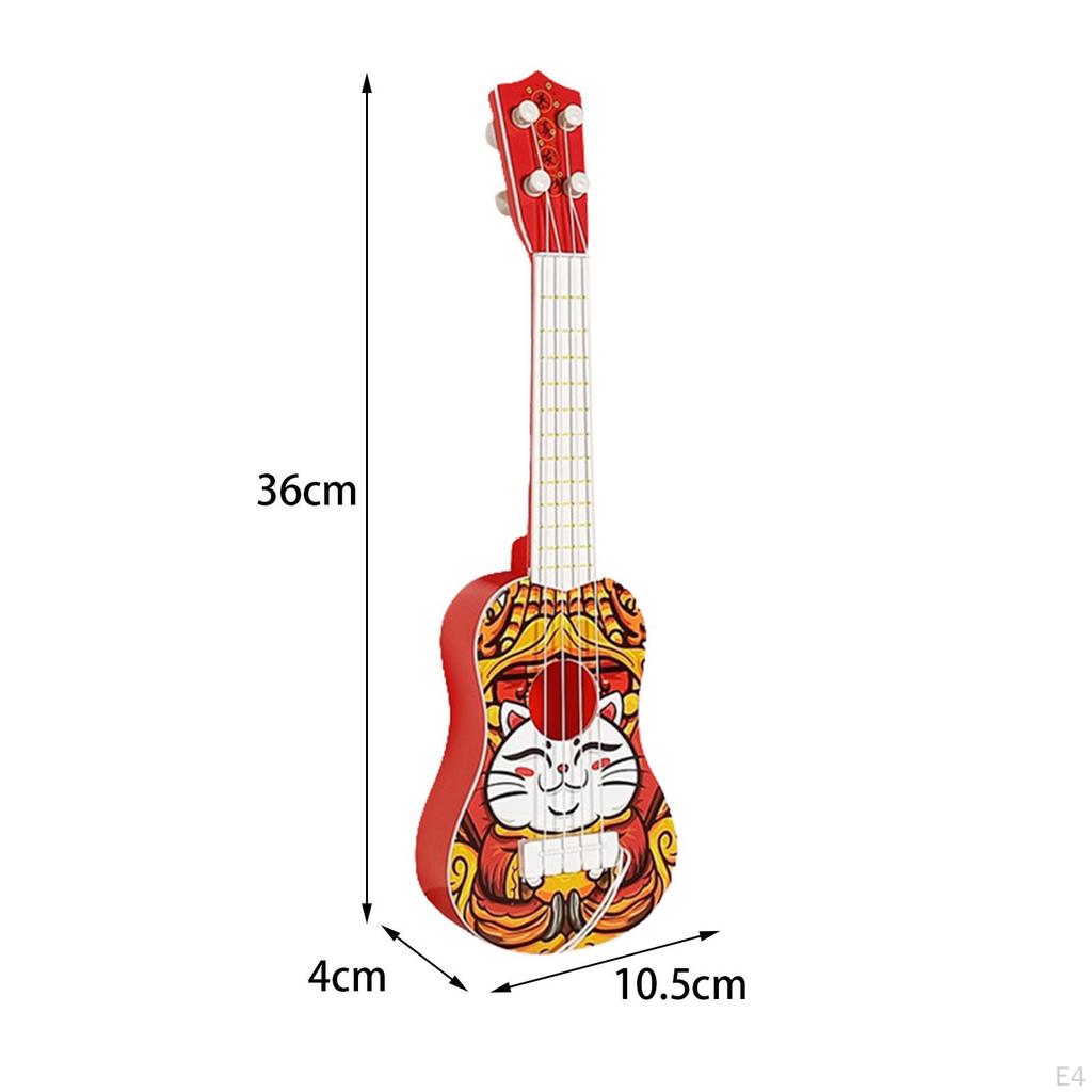 Simulation Ukulele Toy Acoustic Early Educational Tunable Cartoon 4 Strings for Kids Girls