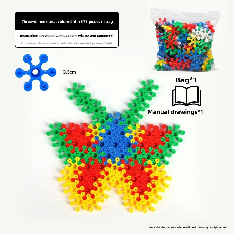Educational Plastic 3d Snowflake Puzzle Set With Colorful Hexagon Blocks For Kids Learning And Development