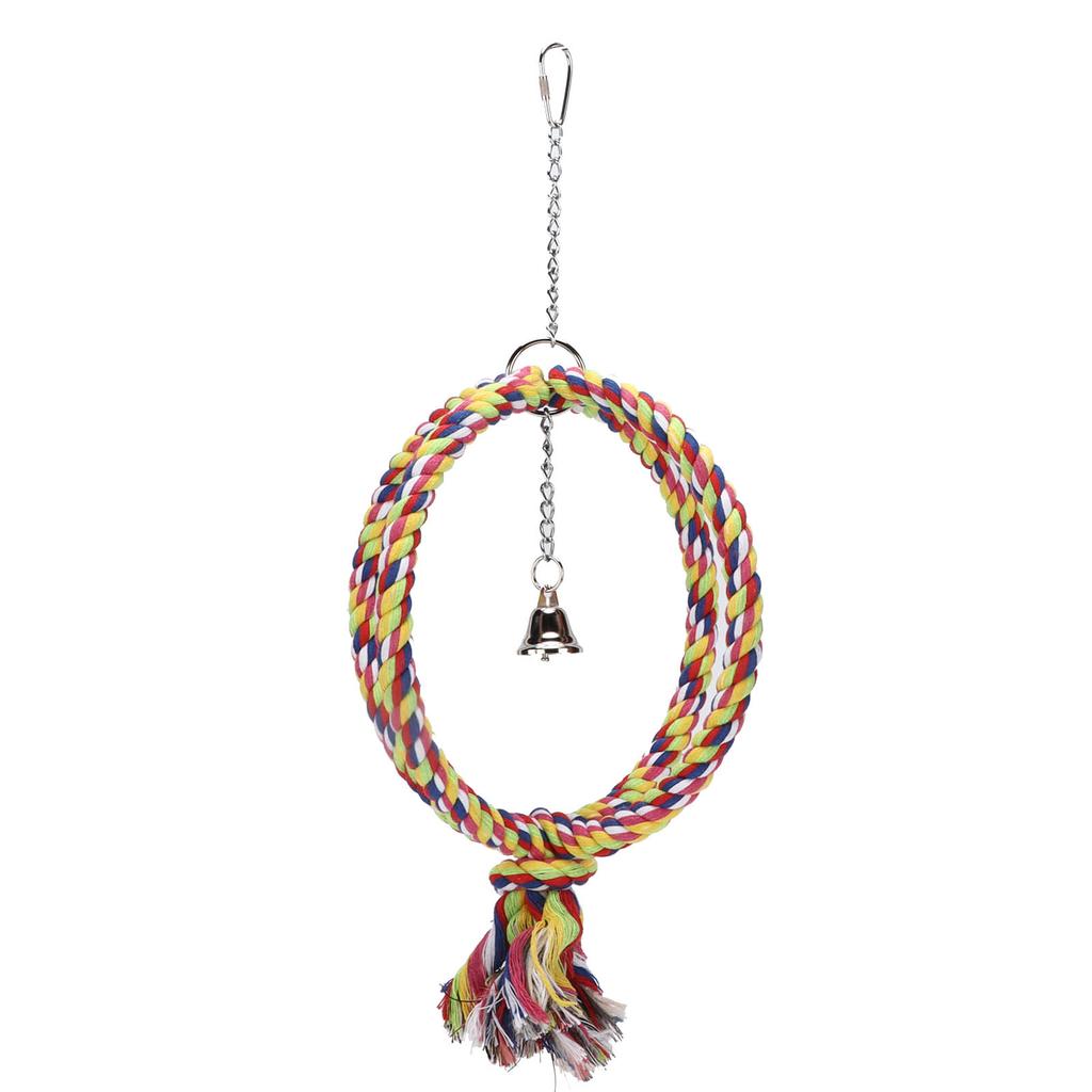 Parakeet Bird Ring Toy Cotton Rope Stainless Steel Wire Circle Ring for Pet Climbing Swing