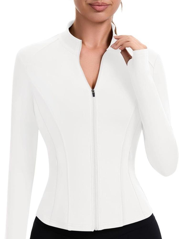 Autumn Slim-Fit Stand-Collar Yoga Jacket, Zip-Up Long-Sleeved Fitness Top
