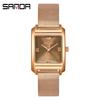 Sanda Women's Retro Leather & Mesh Strap Casual Wristwatch