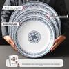 Melamine Blue & White Porcelain Deep Serving Plate