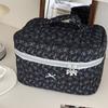 Fashion Korean Style Cosmetic Bag Multi-size Zipper Travel Storage Bags Pink Bow Plaid Makeup Quilted Bag for Women Girls