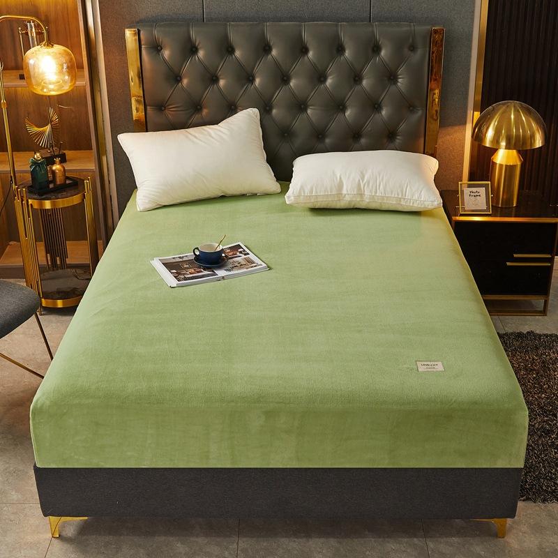 Winter Milk Fleece Fitted Sheet, Ultra Soft & Warm Mattress Protector Cover, Deep Pocket Non-Slip Bed Sheet