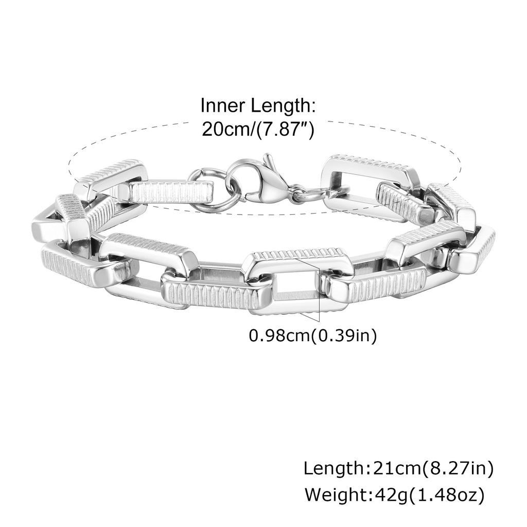 Trendy Men's Bracelet,Anti Allergy Stainless Steel Chain Links Wristband,Hip Hop Trendy Jewelry Gifts to Father BBF