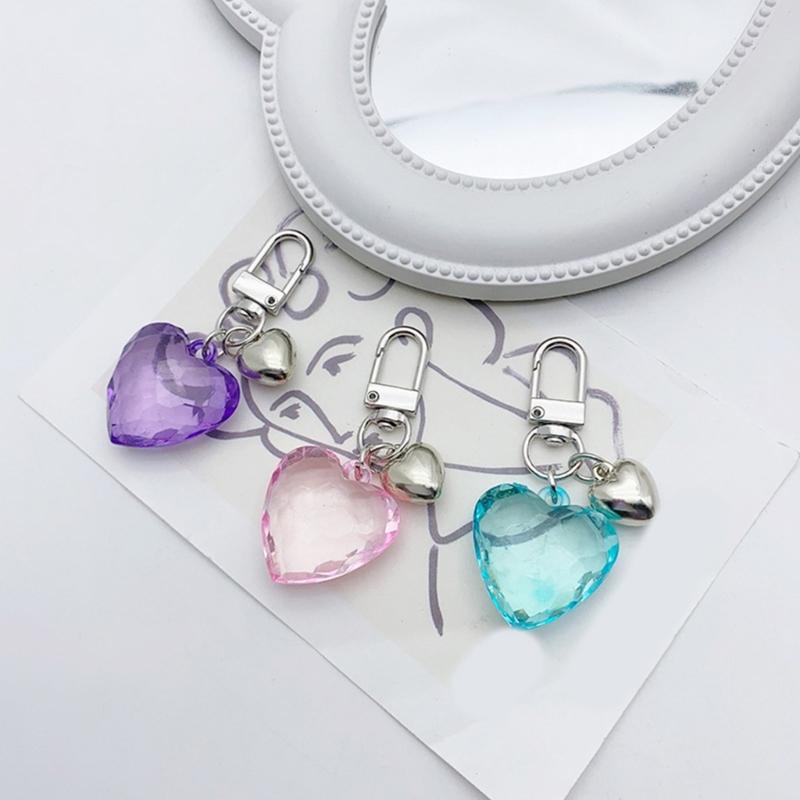 Breloc elegant cu inimă de dragoste, breloc acrilic atrăgător, farmec pentru geantă, decorațiuni, pandantiv metalic la modă pentru rucsacuri