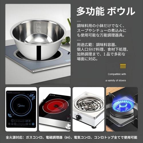 GSON 5-Piece Deep Bowl Set, Compatible with All Heat Sources, Specially Treated Stainless Steel with Graduated Measuring Plates, Available In Small, M