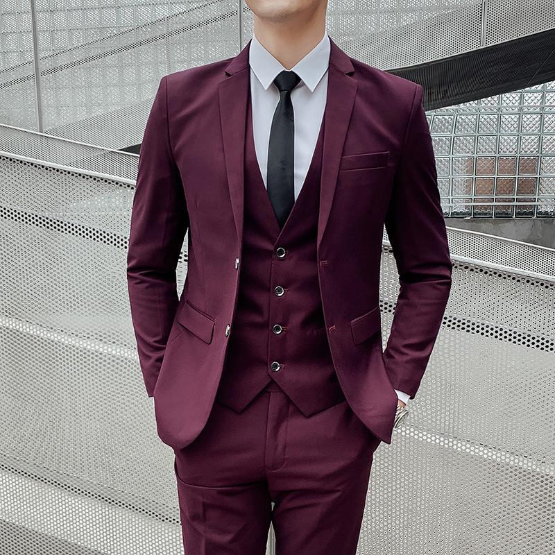 2022 Men's Solid Color Two-Button Suit & Trousers Set