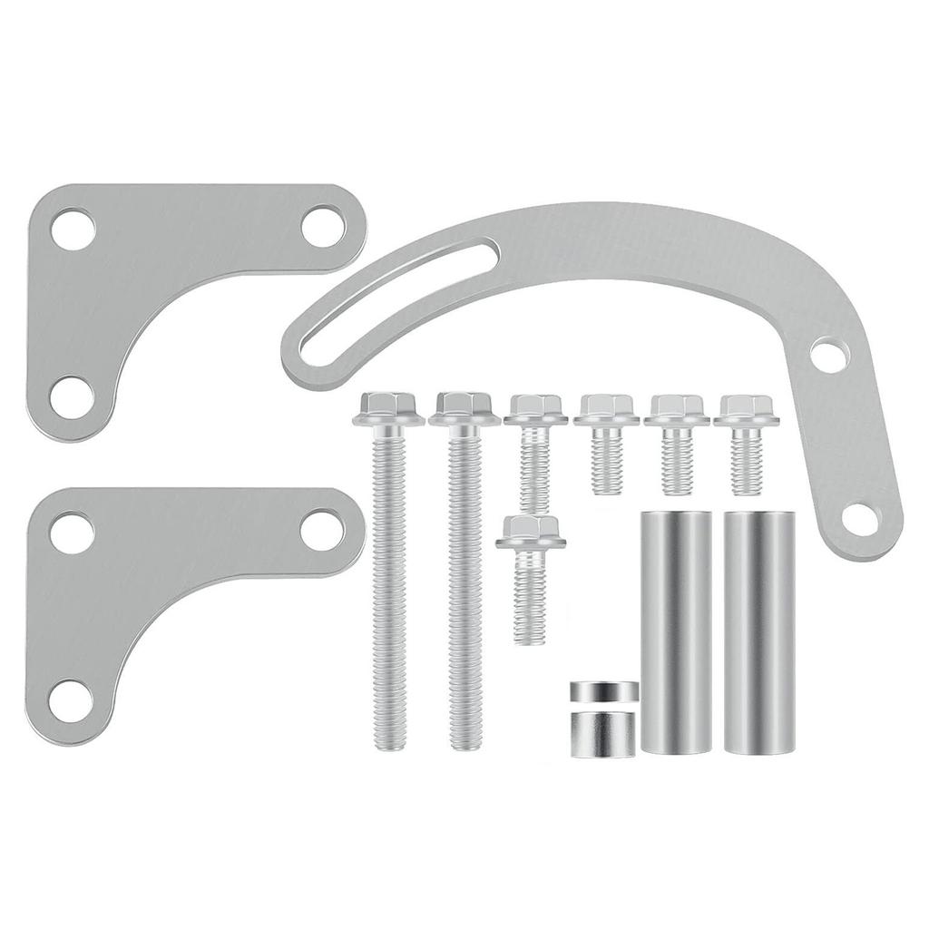 SBC Power Steering Pump Bracket 350 V-Belt Slotted Adjustable LWP for Chevy 350 Small Block Long Water Pump