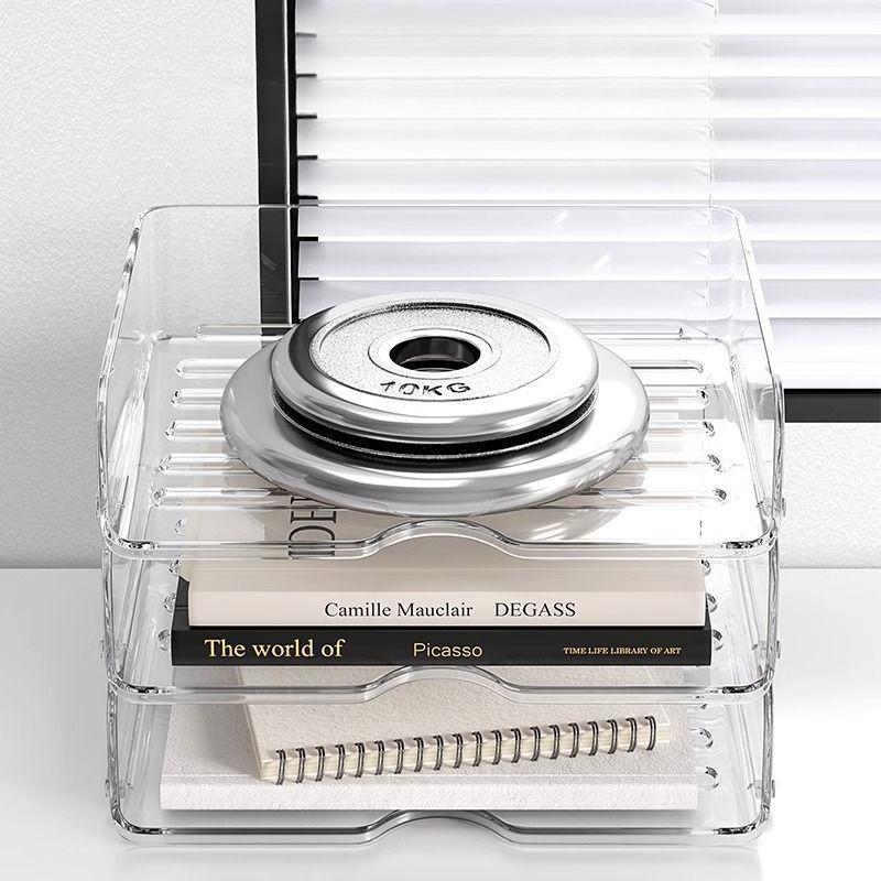 Office Desktop A4 Storage Box for Stationery and Documents, Multi-level Storage Rack for Office Files, Document Storage Stand