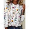 2025 New Floral 3d Print T-Shirt Casual Crew Neck Long Sleeve T-shirt Women's Clothing Fashion Casual Oversized Tops Tees Female